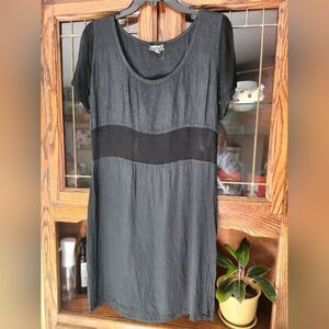Vintage Ghost London 1990s Semi Sheer Black Short Sleeve Dress